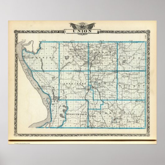 ユニオン郡の地図 ポスター (正面)
