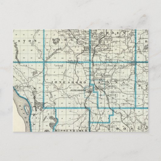 ユニオン郡の地図 ポストカード (正面)