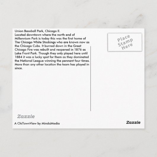 ユニオン野球パークファーストホームオブザ ポストカード (裏面)