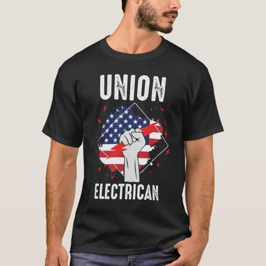 ユニオン電気技師の米国退職した米国人の夫 Tシャツ (正面)