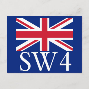 ユニオン・ジャック付きロンドン郵便番号SW4 ポストカード