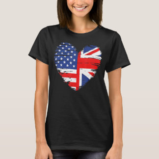 ユニオン・ジャック国旗イギリスとブリット用アメリカ国旗 Tシャツ