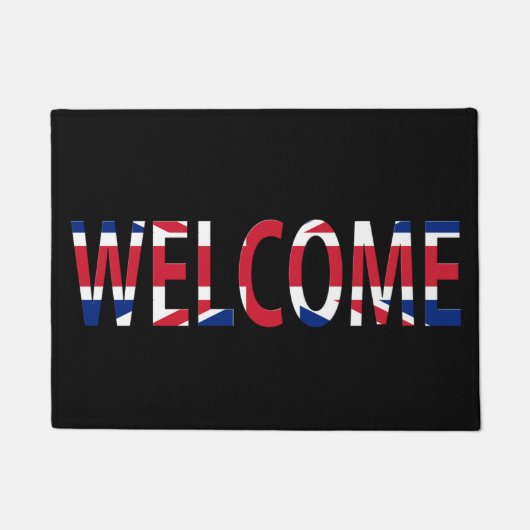 ユニオン・ジャック国旗dmtの上の歓迎 ドアマット (正面)