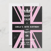 ユニオン・ジャック英国国旗の女性の誕生日パーティー 招待状 (正面)