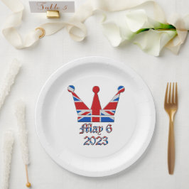 ユニオン・ジャック・キング・チャールズ戴冠式クラウン ペーパープレート