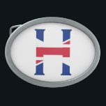 ユニオン・ジャック・フラッグbbcntにオーバーレイされたHモノグラム 卵形バックル<br><div class="desc">Hモノグラムはユニオンジャックフラッグベルトバックルデザインにオーバーレイ©トロッケットと物事2017 - AHPデザイン。All Rights Reserved.030417</div>