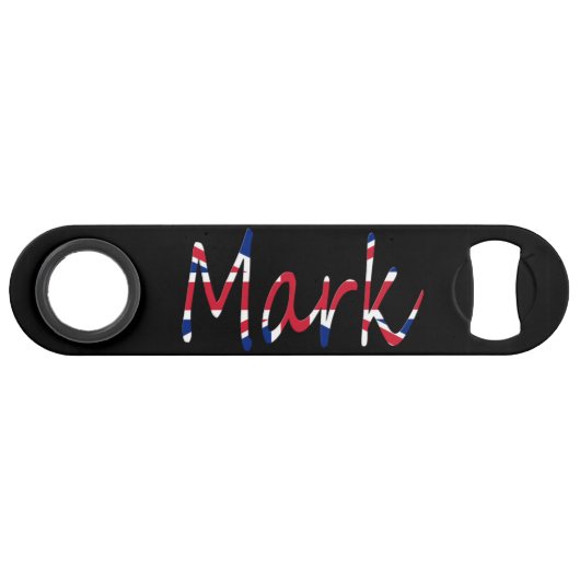 ユニオン・ジャック・フラッグbocntにオーバーレイされた任意の名前 スピード栓抜き (正面(横))