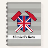 ユニオン・ジャック・ロゴ付き地質学者のロックハンマー ノートブック (正面)