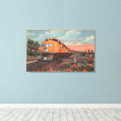 ユニオン・パシフィック・トレイン、ロサンゼルス市 キャンバスプリント (インサイチュ (ウッドフロア))