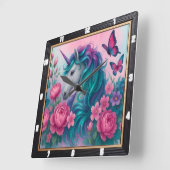 ユニカラフルコーン蝶フローラ スクエア壁時計 (傾斜)