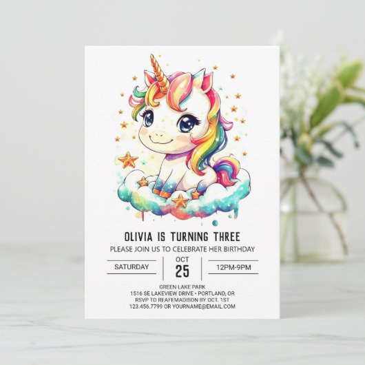 ユニクエレガントお洒落オン誕生日 招待状 (スタンド正面)