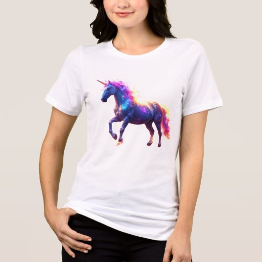 ユニクカラフル白熱［赤熱］光を放つロン トライブレンドＴシャツ (正面)