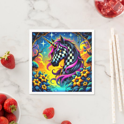 ユニク市松模様にロン スタンダードカクテルナプキン (インサイチュ)