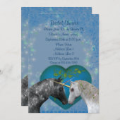 ユニコキスをするーンズハートブライダルシャワー招待状 招待状 (正面/裏面)