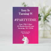 ユニコストライプのーン絵文字バースデーパーティ招待状 招待状 (スタンド正面)