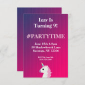 ユニコストライプのーン絵文字バースデーパーティ招待状 招待状 (正面/裏面)