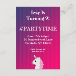 ユニコストライプのーン絵文字バースデーパーティ招待状 招待状