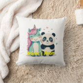 ユニコパーソナライズされたンとパンダのキッズルーム クッション (ブランケット)