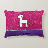 ユニコパーソナライズされたーンピンクグリッター アクセントクッション (正面)
