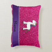 ユニコパーソナライズされたーンピンクグリッター アクセントクッション (裏面(縦))