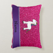 ユニコパーソナライズされたーンピンクグリッター アクセントクッション (正面(垂直))