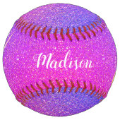 ユニコパーソナライズされたーンピンクパープルグリッターガールズ ソフトボール (正面)