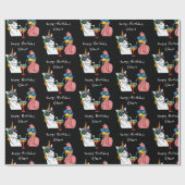 ユニコパーソナライズされたーン&フラミンゴカクテルパーティー ラッピングペーパー (フラット)