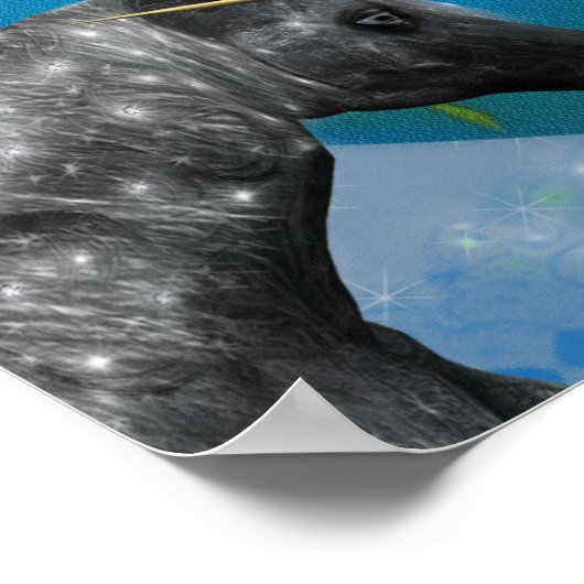 ユニコーキスをするズハート結婚記念日ポスター ポスター (角)