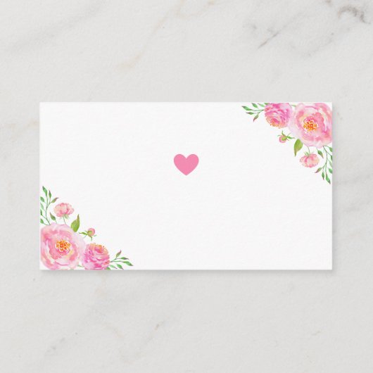 ユニコーンおむつラッフルチケットベビーガールシャワーピンク エンクロージャーカード (裏面)