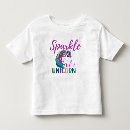 ユニコーンおもしろいの女の子のように輝く トドラーTシャツ (正面)