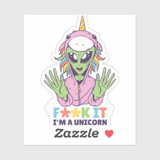 ユニコーンおもしろいの衣装を着たユーモアガ自然のままのグのエイリアン シール (シート)
