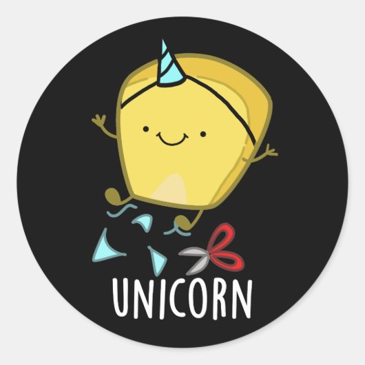 ユニコーンおもしろいコーンプンダークBG ラウンドシール (正面)