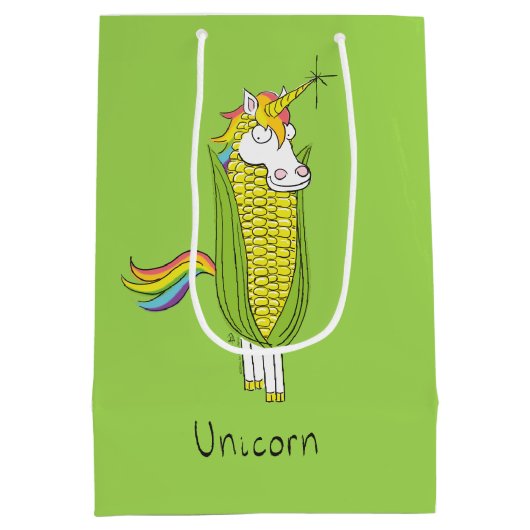 ユニコーンおもしろいコーン抱き枕 ミディアムペーパーバッグ (裏面)