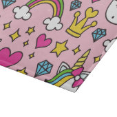 ユニコーンおもしろいパターンピンク魔法ウマかわいい カッティングボード (角)