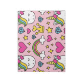 ユニコーンおもしろいパターンピンク魔法ウマかわいい ノートパッド (回転)