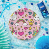 ユニコーンおもしろいパターンピンク魔法ウマかわいい ペーパープレート (パーティー)