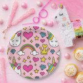 ユニコーンおもしろいパターンピンク魔法ウマかわいい ペーパープレート (パーティー)