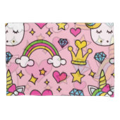 ユニコーンおもしろいパターンピンク魔法ウマかわいい 枕カバー (正面左)