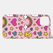ユニコーンおもしろいパターンピンク魔法ウマかわいい Case-Mate iPhoneケース (裏面 (横))