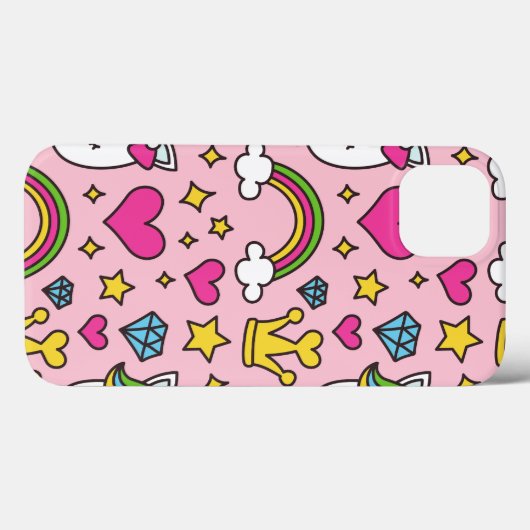 ユニコーンおもしろいパターンピンク魔法ウマかわいい Case-Mate iPhoneケース (裏面 (横))