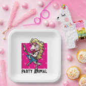 ユニコーンおもしろいパーティー動物グラムロッカーアニメ ペーパープレート (パーティー)