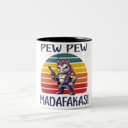 ユニコーンおもしろいピューPEW MADAFAKAS ツートーンマグカップ (中央)