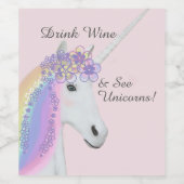 ユニコーンおもしろいピンクワインラベル ワインラベル (シングルラベル)