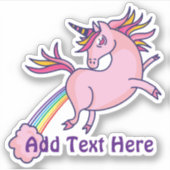 ユニコーンおもしろいファルトレインボウズ追加文字クール シール (正面)