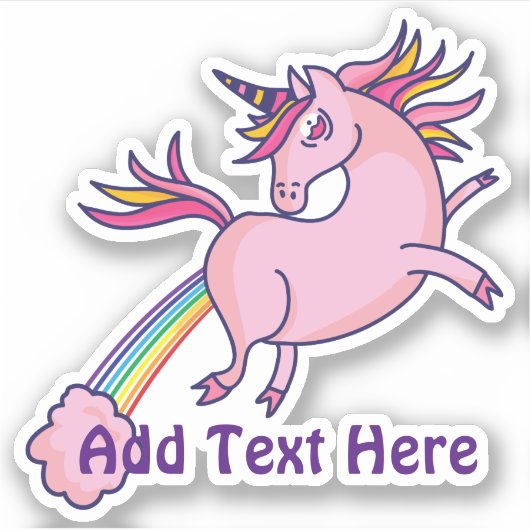 ユニコーンおもしろいファルトレインボウズ追加文字クール シール (正面)