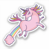 ユニコーンおもしろいファーティング虹マンガかわいいギャグ シール (正面)