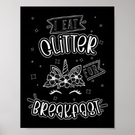 ユニコーンおもしろいブラック背景カラーリングポスター ポスター