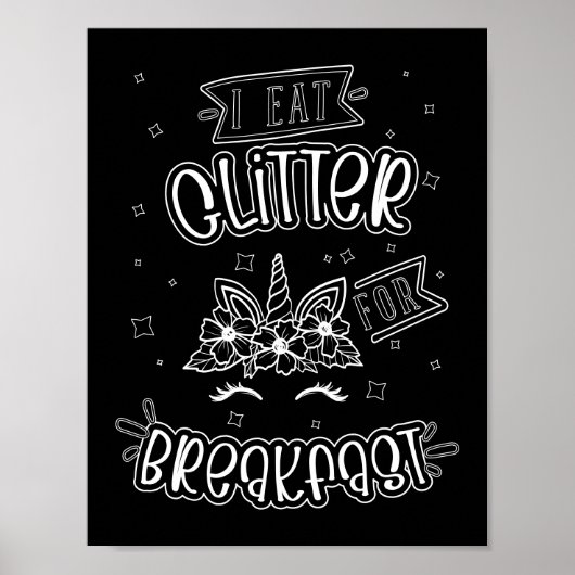 ユニコーンおもしろいブラック背景カラーリングポスター ポスター (正面)