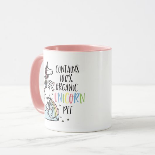 ユニコーンおもしろいマグ – Unicornピーオーガニックノベルティ マグカップ (正面左)
