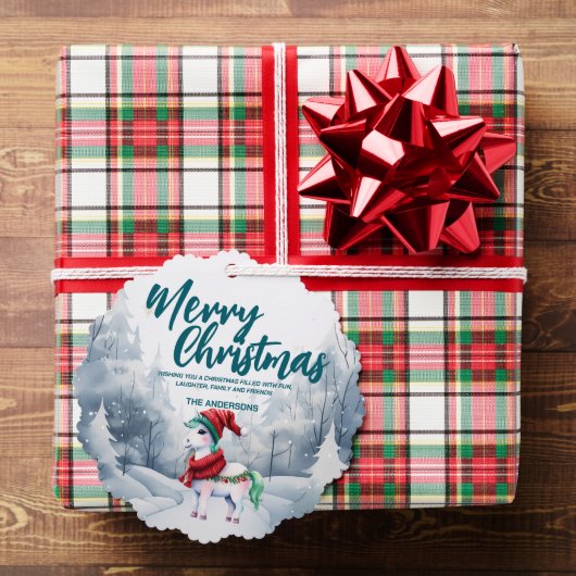 ユニコーンおもしろいメリークリスマスツリー雪の休日 オーナメントカード (インサイチュ (ギフト))